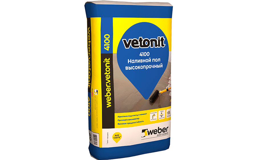 Наливной пол самовыравнивающийся weber.vetonit 4100, серый, 20 кг для дома