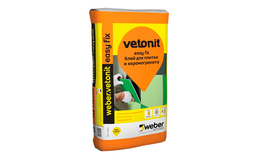 Плиточный цементный клей weber.vetonit easy fix, 25 кг для дома