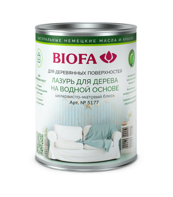 5177 BIOFA Лазурь для дерева водная Белая для дома
